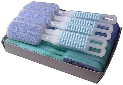 Foot Grate Set 'ProPed', 15 pieces, white and blue - Erlinda Solingen Refill Display Ceramic Pumice Stone — photo N1