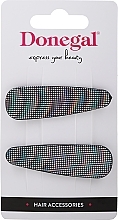 Donegal FA-5624 - Hair Clips, FA-5624, 2 pcs., black with shiny squares — photo N1