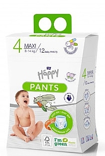 Maxi Baby Diapers-Panties 8-14 kg, size 4, 12 pcs. - Bella Baby Happy Pants — photo N1
