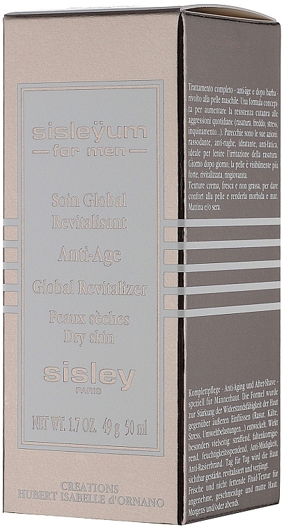 Men Face Cream - Sisley Sisleyum For Men Anti-Age Global Revitalizer Dry Skin — photo N3