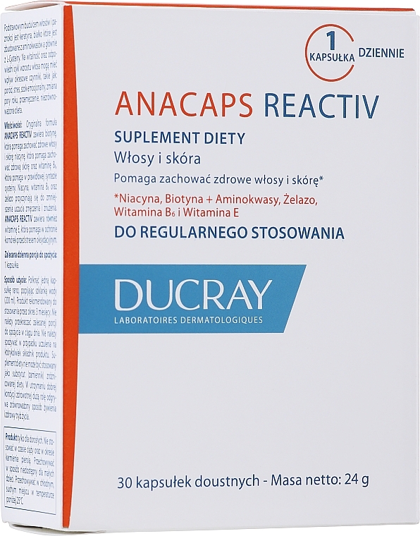 Nourishing & Strengthening Hair, Scalp & Nail Food Supplement - Ducray Anacaps Reactiv — photo N1