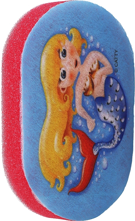 Kids Bath Sponge, red with mermaid - LULA — photo N1