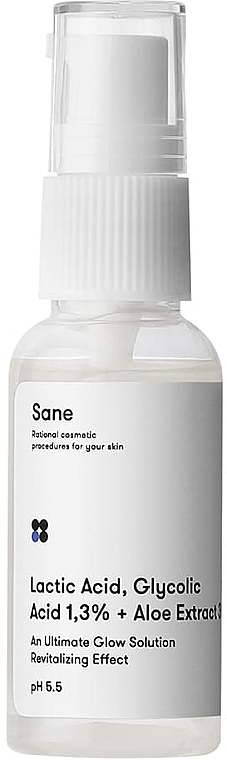 Facial Serum with Lactic & Glycolic Acid + 3% Aloe Extract - Sane Face Serum 3% — photo N1