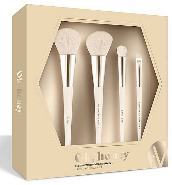 Makeup Brush Set, 4 pcs - Inter-Vion Oh Honey Makeup Brush — photo N1