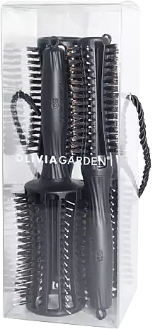 Hair Brush Set, 4 pieces - Olivia Garden Fingerbrush Round Bag — photo N1