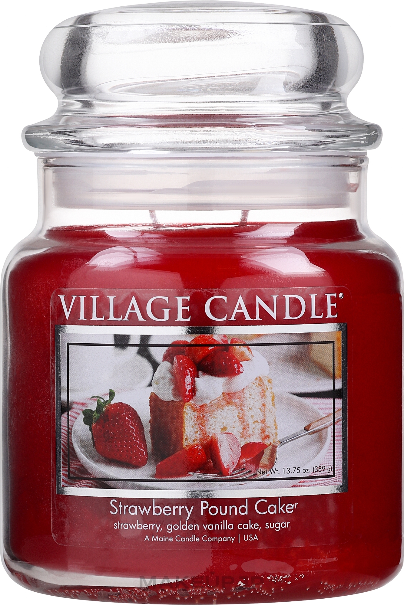 Scented Candle in Jar "Strawberry Pie" - Village Candle Strawberry Pound Cake — photo 389 g