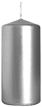 Cylindrical Candle 50x100 mm, silver metallic - Bispol — photo N1