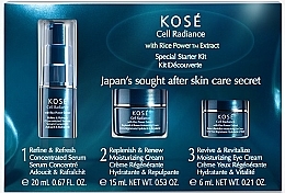 Fragrances, Perfumes, Cosmetics Set - KOSE Rice Power Extract Cell Radiance Special Starter-Kit (serum/20ml + cr/15ml + eye/cr/6ml)