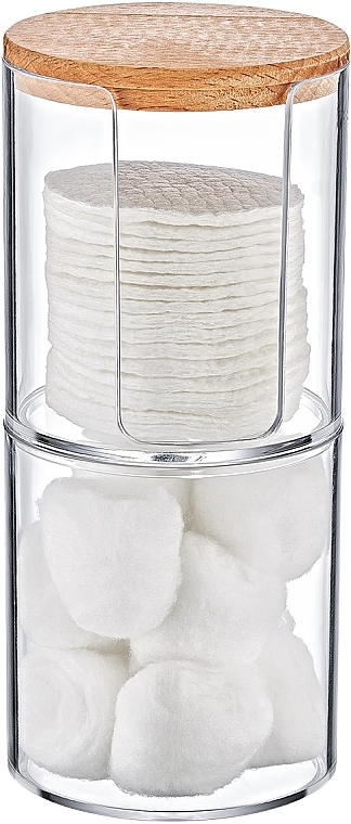 Cotton Pad Cylinder with Wooden Cap, double, transparent - BoxUp — photo N2