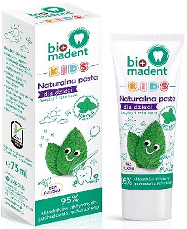 Kids Natural Fluoride-Free Mint Toothpaste, 3+ - Bio Madent Kids — photo N1