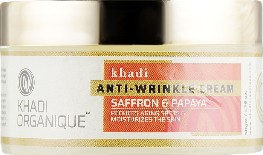 Rejuvenating Moisturizing Anti Wrinkle & Pigmentation Cream "Sandal & Papaya" - Khadi Organique Saffron Papaya Anti Wrinkle Cream — photo N1