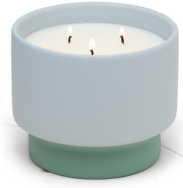 Scented Candle 'Saltwater Suede', 3 wicks - Paddywax Colour Block Ceramic Candle Blue Saltwater Suede — photo N1