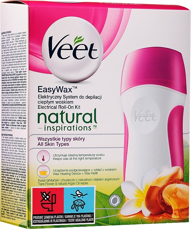 Set for Wax Depilation - Veet Easy Wax Natural Inspirations Electrical Roll-On Kit — photo N1