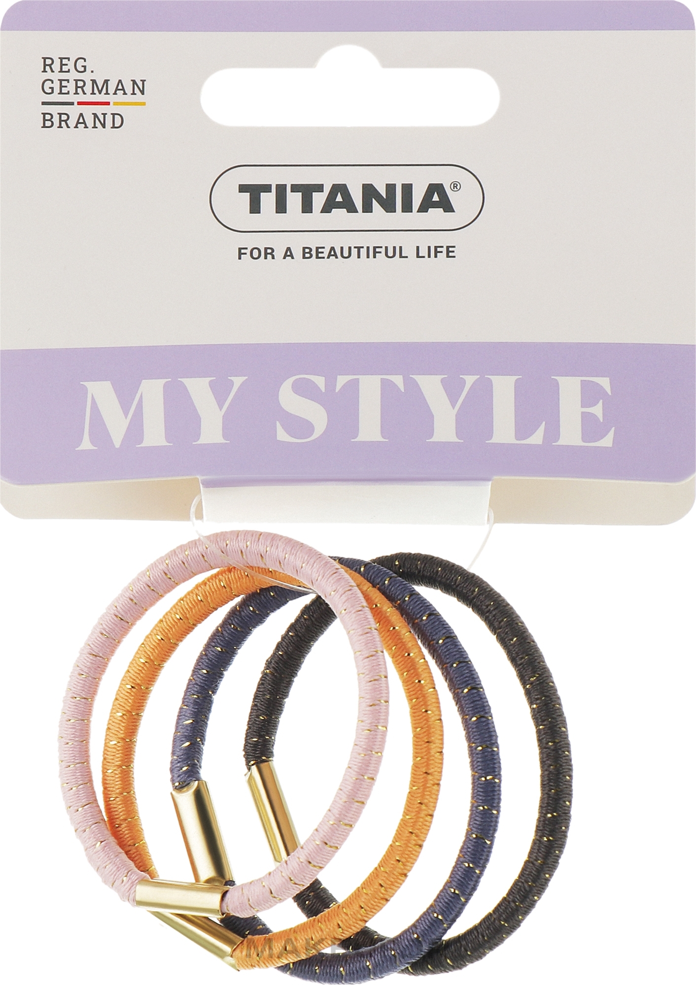 Colorful Hair Bands Set, 4 pcs, pink + blue + orange + grey - Titania — photo 4 szt.