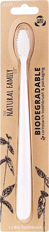 Biodegradable Toothbrush, white - The Natural Family Co Biodegradable Toothbrush — photo N1