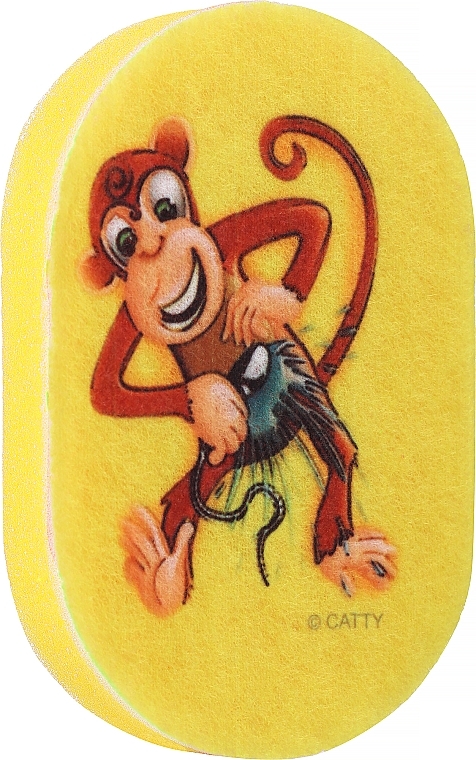 Kids Bath Sponge, yellow with monkey - LULA — photo N1