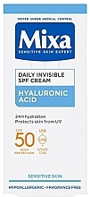 デイリーモイスチャライザー - Mixa Hyaluronic Acid Daily Invisible SPF50 Cream	 — photo N2