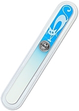 Fragrances, Perfumes, Cosmetics Glass Nail File, 90mm, double-sided, blue cat - Bohemia Czech Glass Nail Files