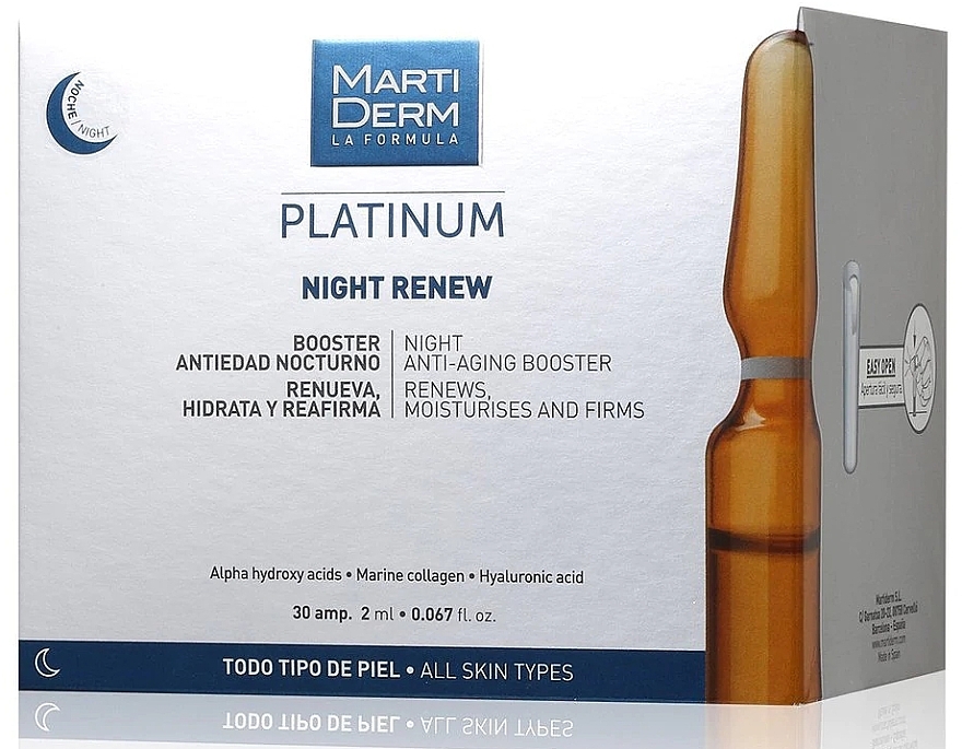 Anti-Photoaging Night Ampoules - MartiDerm Platinum Night Renew Ampollas  — photo N1