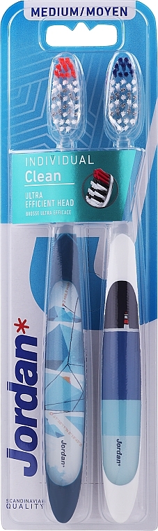 Toothbrushes, medium, ornaments + blue - Jordan Individual Clean Medium — photo N1