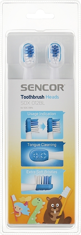 Kids Electric Toothbrush Head SOX012BL, 6-12 years, 2 pcs - Sencor — photo N1