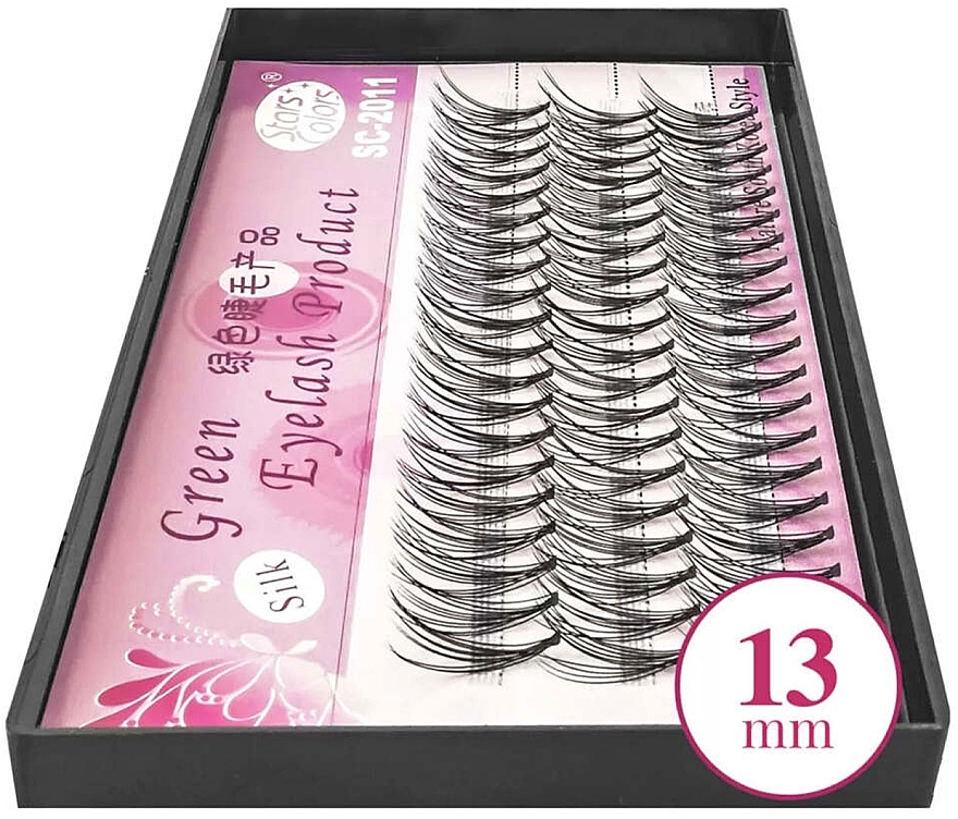 Individual Lashes, C, 13 mm - Clavier Pink Silk Green Eyelash — photo N2