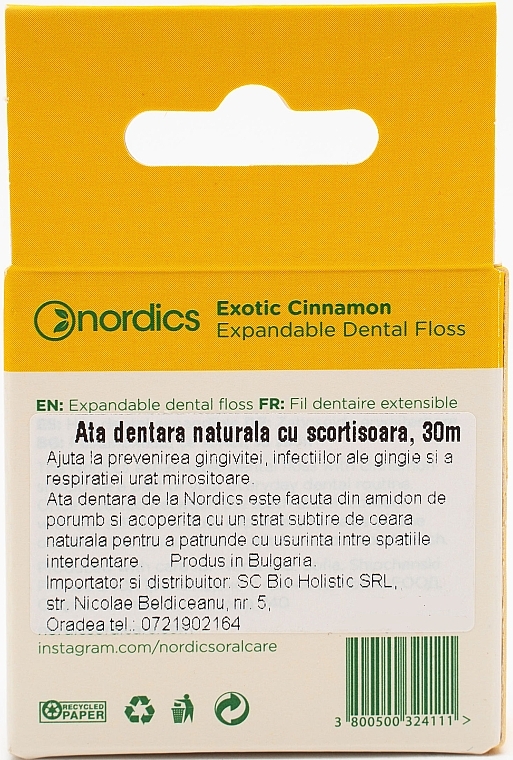 Dental Floss 30m, cinnamon flavored - Nordics Expandable Dental Floss Exotic Cinnamon — photo N2