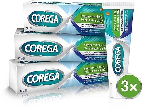 Set - Corega Extra Strong Fresh Mint Trio (fix/cr/3x40g) — photo N1