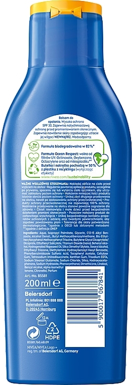 Sun Protection Moisturizing Lotion "Protection and Hydration" SPF 30 - NIVEA Sun Care — photo N2