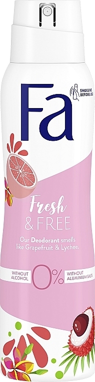 Deodorant Spray "Grapefruit and Lychee" - FA Fresh & Free Grapefruit & Lychee  — photo N1