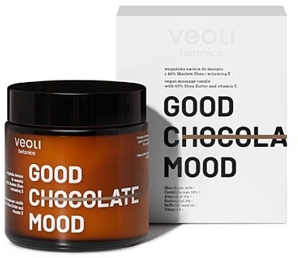 Vegan Body Massage Candle with 40% Shea Butter & Vitamin E - Veoli Botanica Good Chocolate Mood — photo N1