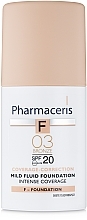 Fragrances, Perfumes, Cosmetics Delicate Tinted Fluid SPF20 - Pharmaceris F Intense Coverage Mild Fluid Foundation SPF20