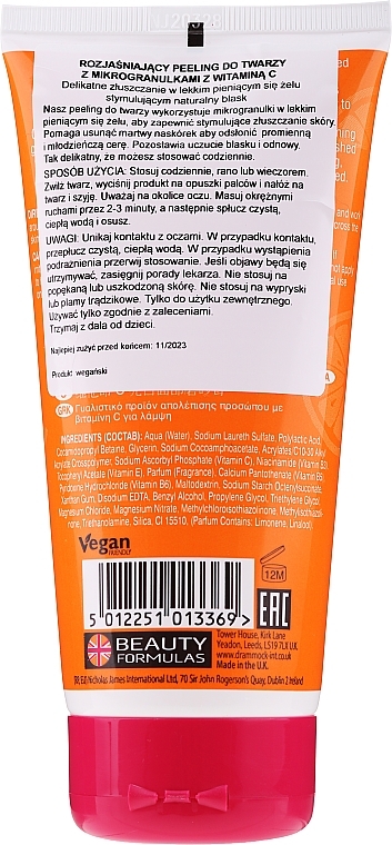 Cleansing Facial Scrub - Beauty Formulas Brightening Vitamin C Micro-Polishing Facial Scrub — photo N2