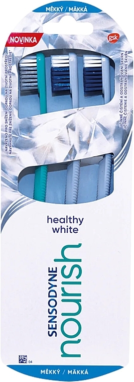 Set - Sensodyne Nourish Healthy White Soft Toothbrush Set (toothbrush/3pcs) — photo N1