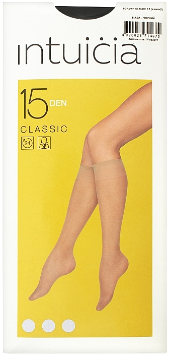 Knee Socks "CLASSIC" 15 Den 2 pairs, black - Intuicia — photo N1