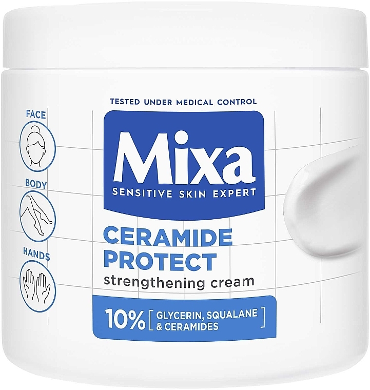 Firming Ceramide Face, Hand & Body Cream with for Very Dry Skin - Mixa Ceramide Protect Strength Cream — photo N1