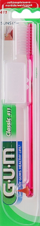 Toothbrush 'Classic 411', soft, crimson - G.U.M Soft Regular Toothbrush — photo N1