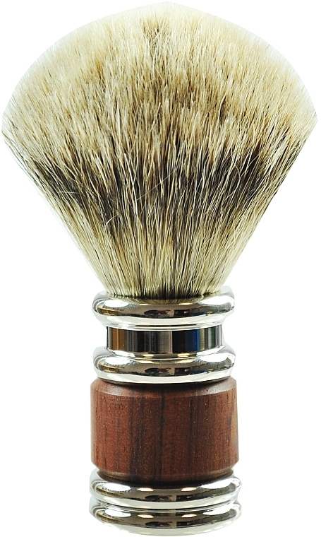 Badger Bristles Shaving Brush, silver, chrome - Golddachs Silver Tip Badger Palisander Silver Chrome Plated — photo N1