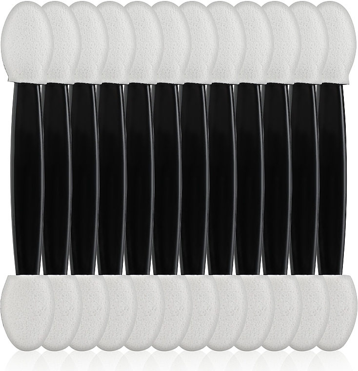 Eyeshadow Applicators SA-06, 6,5 cm, 10 pcs, black-white - Silver Style — photo N1