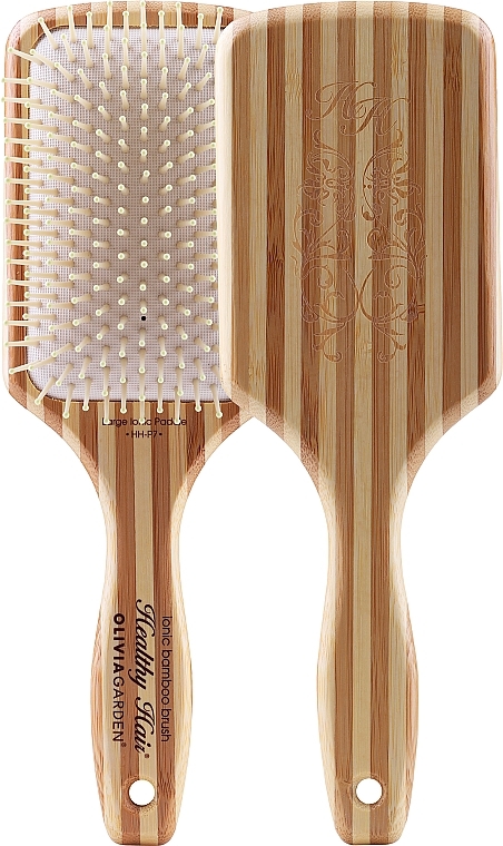 Square Bamboo Brush - Olivia Garden Healthy Hair Rectangular Epoxy Eco-Friendly Bamboo Brush — photo N1