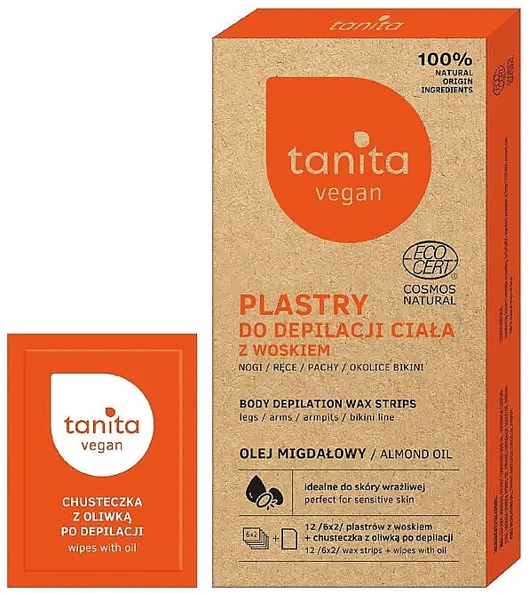 Body Depilation Wax Strips with Almond Oil - Tanita Vegan — photo N1