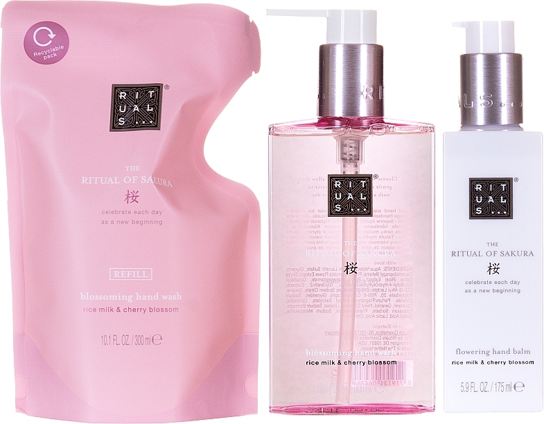 Set - Rituals The Ritual Of Sakura Luxurious Hand Care Set (h/wash/2x300ml + h/balm/175ml) — photo N1