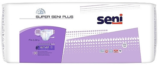 Super Seni Plus Adult Diapers, 55-80 cm - Seni Smal 1 Fit & Dry  — photo N3