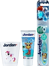 Fragrances, Perfumes, Cosmetics Set, cup with unicorn, variant 1 - Jordan Kids (toothpaste/50ml + toothbrush/1pc + cup)