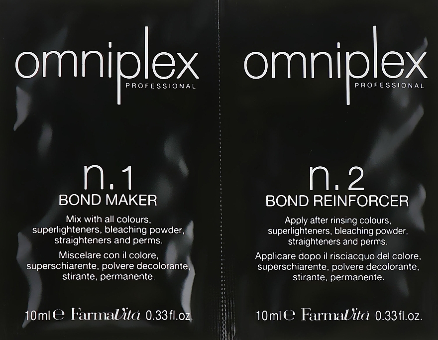 Hair Reconstruction & Protection Complex - FarmaVita Omniplex Professional n.1 Bond Maker & n.2 Bond Reinforcer (sample) (2 x 10 ml) — photo N1