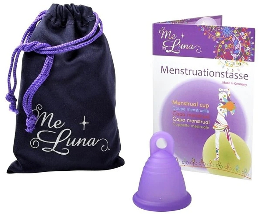 Menstrual Cup with Ring, S-size, purple - MeLuna Classic Shorty Menstrual Cup Ring — photo N1