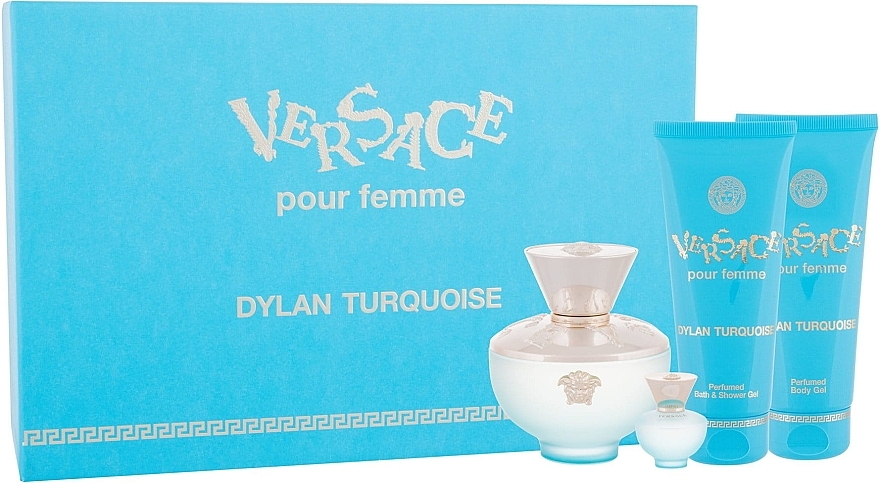 Versace Dylan Turquoise pour Femme - Set (edt/50ml + edt/5ml + b/gel/50ml + sh/gel/50ml) — photo N1