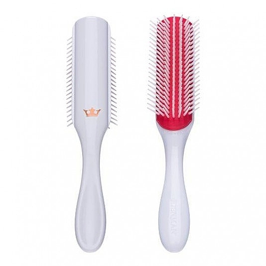 Hair Brush D3, white with gold crown - Denman Original Styler 7 Row D3 White With Gold Crown — photo N1