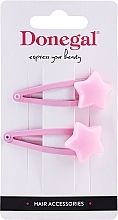 Fragrances, Perfumes, Cosmetics Hair Clips FA-5607, pink with stars, 2 pcs. - Donegal