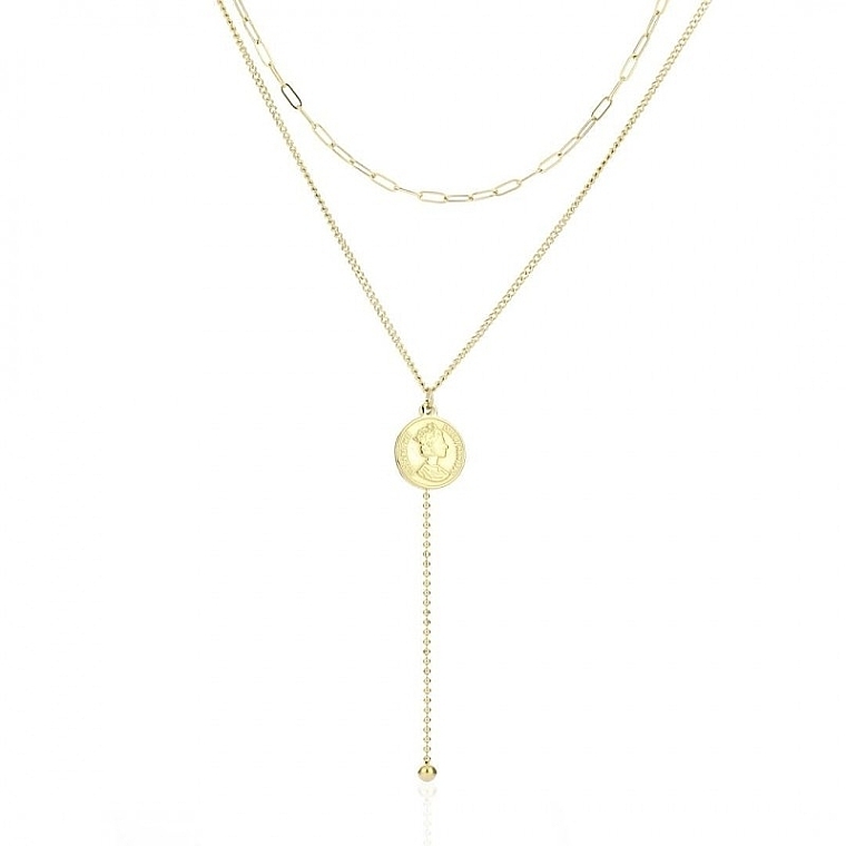 Gold-Plated Stainless Steel Necklace with Queen Pendant - Ecarla — photo N1